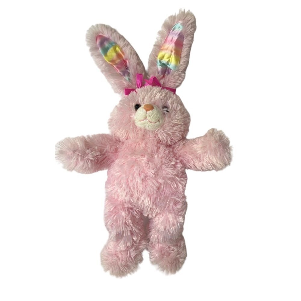 SOLD!!!  ‎ BUID-A-BEAR Pawsome Pink 21" Plush Easter Rabbit Rainbow Feet Ears
